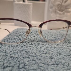 Isaac Mizrahi Burgundy and Gold Glasses